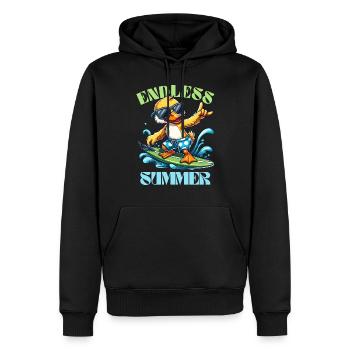 Été Surf Canard Vacances Mer Vague Plage Cool - Sweat à capuche Premium bio Homme - noir - Devant - Nico (187cm)