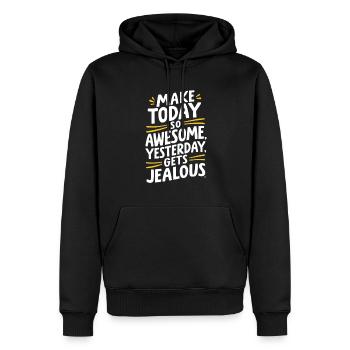 Mache Heute So Genial, Gestern Wird Neidisch - Männer Premium Bio Hoodie - Schwarz - Vorne - Nico (187cm)