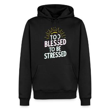 Trop béni pour être stressé - Sweat à capuche Premium bio Homme - noir - Devant - Nico (187cm)