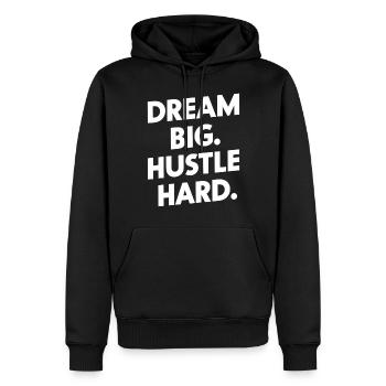 Dream Big Hustle Hard Motivation - Sweat à capuche Premium bio Homme - noir - Devant - Nico (187cm)