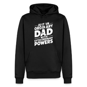 Ordinary dad with extraordinary powers - Men’s Premium Organic Hoodie - black - Front - Nico (187cm)