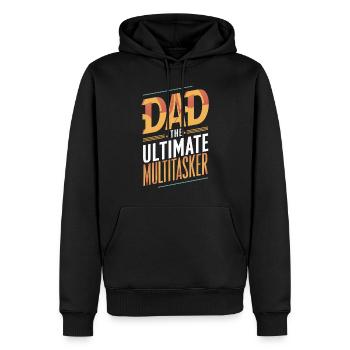 Papa : le multitâche ultime - Sweat à capuche Premium bio Homme - noir - Devant - Nico (187cm)