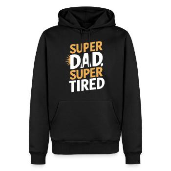 Déclaration Super Papa Super Fatigué - Sweat à capuche Premium bio Homme - noir - Devant - Nico (187cm)