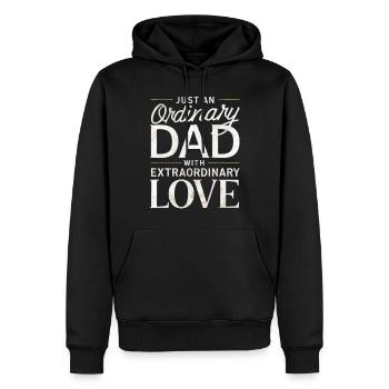 Papa ordinaire, amour extraordinaire - Sweat à capuche Premium bio Homme - noir - Devant - Nico (187cm)