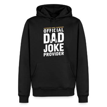 Fournisseur officiel de blagues de papa - Sweat à capuche Premium bio Homme - noir - Devant - Nico (187cm)