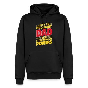 Un père ordinaire avec des pouvoirs extraordinaires - Sweat à capuche Premium bio Homme - noir - Devant - Nico (187cm)