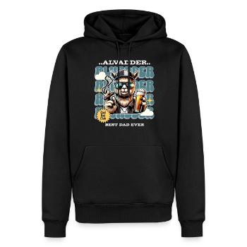 Alvadder Alpaka Papa Vater Vatertag - Männer Premium Bio Hoodie - Schwarz - Vorne - Nico (187cm)