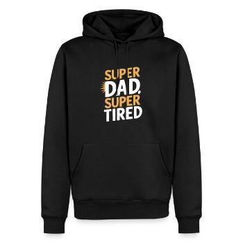 Super papa super fatigué sujet unique - Sweat à capuche Premium bio Homme - noir - Devant - Nico (187cm)