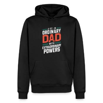 Ordinary dad with extraordinary powers - Men’s Premium Organic Hoodie - black - Front - Nico (187cm)