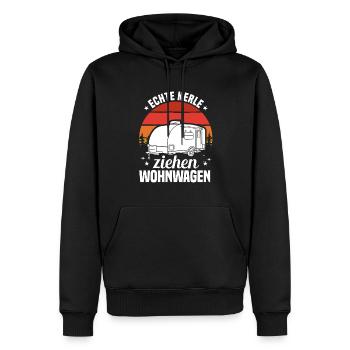 Echte Kerle ziehen Wohnwagen Camping Spruch - Männer Premium Bio Hoodie - Schwarz - Vorne - Nico (187cm)