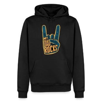 Mein Papa Rockt Handzeichen Grafik - Männer Premium Bio Hoodie - Schwarz - Vorne - Nico (187cm)