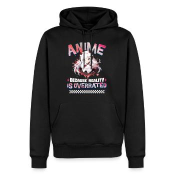 Anime Because Reality Is Overrated - Männer Premium Bio Hoodie - Schwarz - Vorne - Nico (187cm)