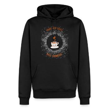 Espresso, Coffee, Kaffee, Latte, Geschenkidee, Fun - Männer Premium Bio Hoodie - Schwarz - Vorne - Nico (187cm)