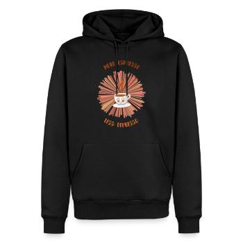Espresso, Coffee, Kaffee, Latte, Geschenkidee, Fun - Männer Premium Bio Hoodie - Schwarz - Vorne - Nico (187cm)