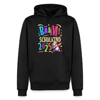 Bääm Schulkind 2025 Dabbing Faultier - Männer Premium Bio Hoodie - Schwarz - Vorne - Nico (187cm)