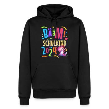 Bääm Schulkind 2024 Axolotl - Männer Premium Bio Hoodie - Schwarz - Vorne - Nico (187cm)