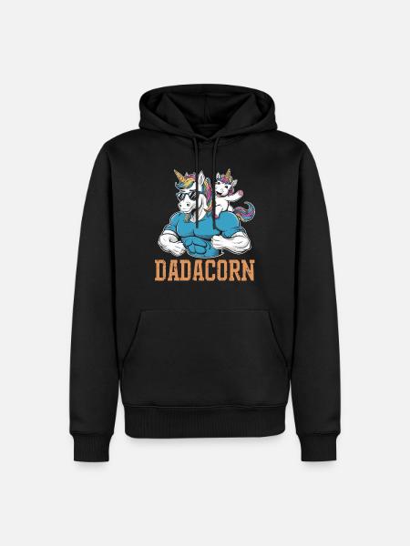 Stærk dadacorn med muskler og enhjørning - Herre Premium økologisk hoodie - sort
