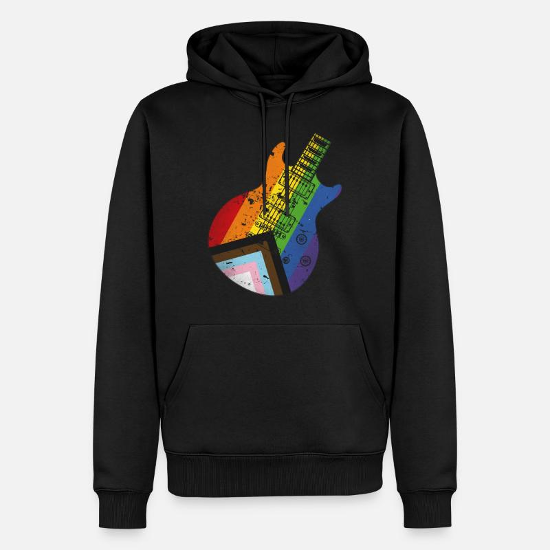 Guitare Pride Progress Flag - Sweat à capuche Premium bio Homme - noir