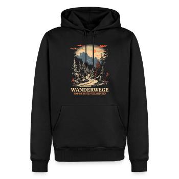 Les sentiers de randonnée sont les meilleurs thérapeutes - Sweat à capuche Premium bio Homme - noir - Devant - Nico (187cm)