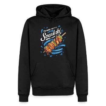 Ich Bin Hier Für Das Souvlaki Erlebnis - Männer Premium Bio Hoodie - Schwarz - Vorne - Nico (187cm)