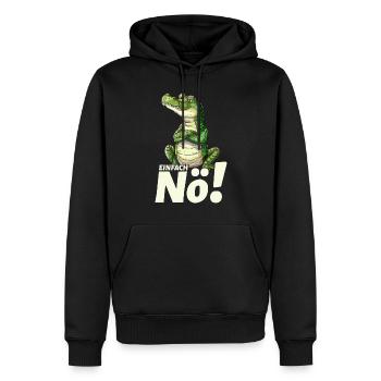 Krokodil Mit Einfach Nö Spruch - Männer Premium Bio Hoodie - Schwarz - Vorne - Nico (187cm)