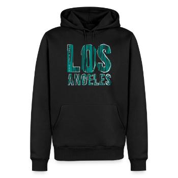 Los Angeles - Sweat à capuche Premium bio Homme - noir - Devant - Nico (187cm)