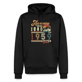 Original June 1959 Vintage 1959 Birthday 1959 - Men’s Premium Organic Hoodie - black - Front - Nico (187cm)