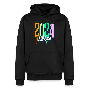 Ibiza 2024 - Männer Premium Bio Hoodie - Schwarz - Vorne - Nico (187cm)