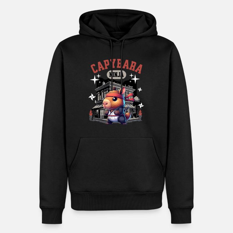 Capybara Ninja - Sweat à capuche Premium bio Homme - noir