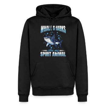 Funny Animal Whale Sharks are my spirit animal - Männer Premium Bio Hoodie - Schwarz - Vorne - Nico (187cm)