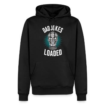 Dad Jokes Loaded Totenkopf Motiv - Männer Premium Bio Hoodie - Schwarz - Vorne - Nico (187cm)