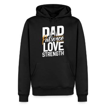 Stärke Liebe Geduld - Ehre Deinen Vater - Männer Premium Bio Hoodie - Schwarz - Vorne - Nico (187cm)
