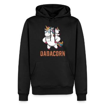 Dadacorn Einhorn Vater und Kind Motiv - Männer Premium Bio Hoodie - Schwarz - Vorne - Nico (187cm)