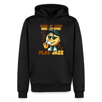 Quand la vie vous donne des citrons - Sweat à capuche Premium bio Homme - noir - Devant - Nico (187cm)
