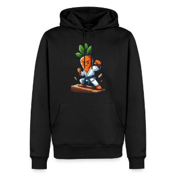 Karate Carrot Master Fighter Pose - Men’s Premium Organic Hoodie - black - Front - Nico (187cm)