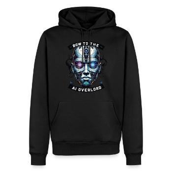 Bow to the AI Overlord - Cyborg Design. - Men’s Premium Organic Hoodie - black - Front - Nico (187cm)