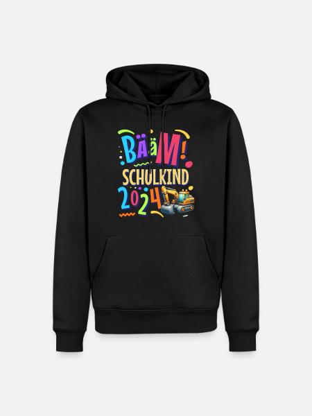 Bääm Schulkind 2024 Bagger - Männer Premium Bio Hoodie - Schwarz