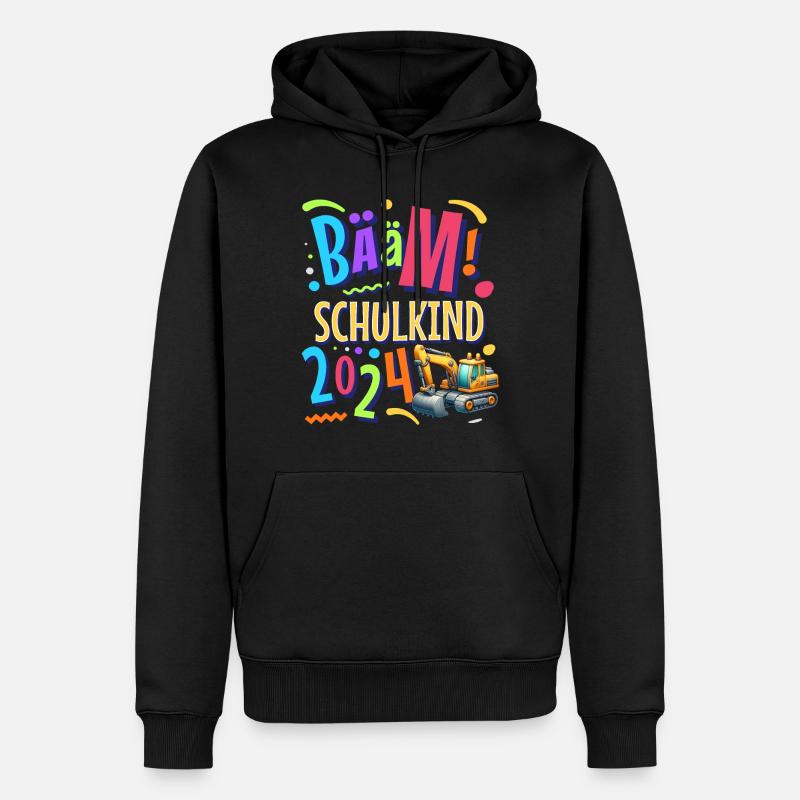 Bääm Schulkind 2024 Bagger - Männer Premium Bio Hoodie - Schwarz