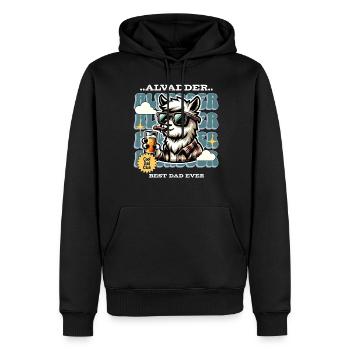 Alvadder Alpaka Papa Vater Vatertag - Männer Premium Bio Hoodie - Schwarz - Vorne - Nico (187cm)