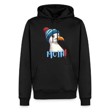 Hambourg Moin Mer du Nord Allemagne Nord Drôle Mouette - Sweat à capuche Premium bio Homme - noir - Devant - Nico (187cm)
