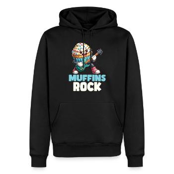 Muffin musical avec guitare - Sweat à capuche Premium bio Homme - noir - Devant - Nico (187cm)