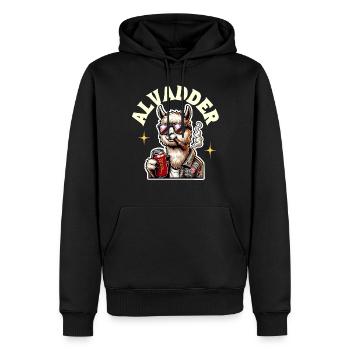 Alvadder Alpaka Papa Vater Vatertag - Männer Premium Bio Hoodie - Schwarz - Vorne - Nico (187cm)