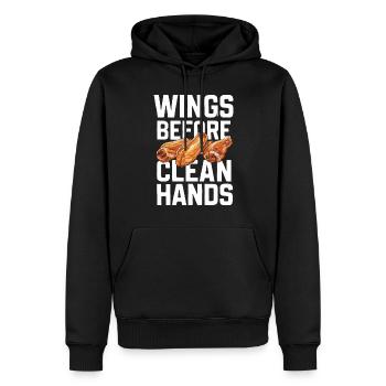 Ailes de poulet chaudes Ailes de poulet épicées Ailes de buffle - Sweat à capuche Premium bio Homme - noir - Devant - Nico (187cm)