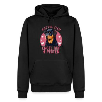 Rottweiler - Engel auf 4 Pfoten - Männer Premium Bio Hoodie - Schwarz - Vorne - Nico (187cm)