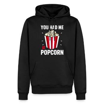 Lustiger Popcorn-spruch, Binge-watching-popcorn - Männer Premium Bio Hoodie - Schwarz - Vorne - Nico (187cm)