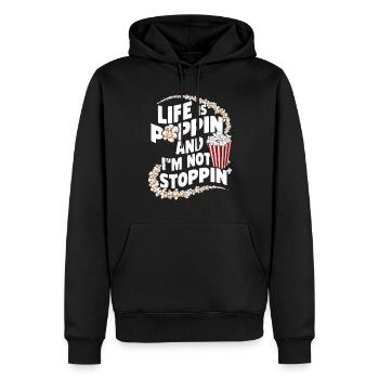 Dicton de pop-corn amusant, pop-corn en rafale - Sweat à capuche Premium bio Homme - noir - Devant - Nico (187cm)
