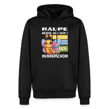 Raupe müsste man sein retro vintage - Männer Premium Bio Hoodie - Schwarz - Vorne - Nico (187cm)