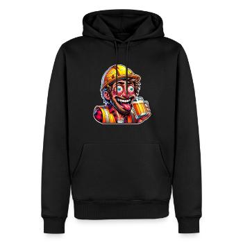Construction Worker Beer Drunk Funny - Men’s Premium Organic Hoodie - black - Front - Nico (187cm)