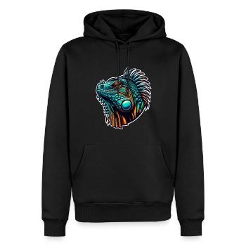 Leguan - Männer Premium Bio Hoodie - Schwarz - Vorne - Nico (187cm)