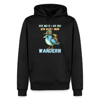 Wandern Wanderung Wanderurlaub Vogel Natur Lustig - Männer Premium Bio Hoodie - Schwarz - Vorne - Nico (187cm)